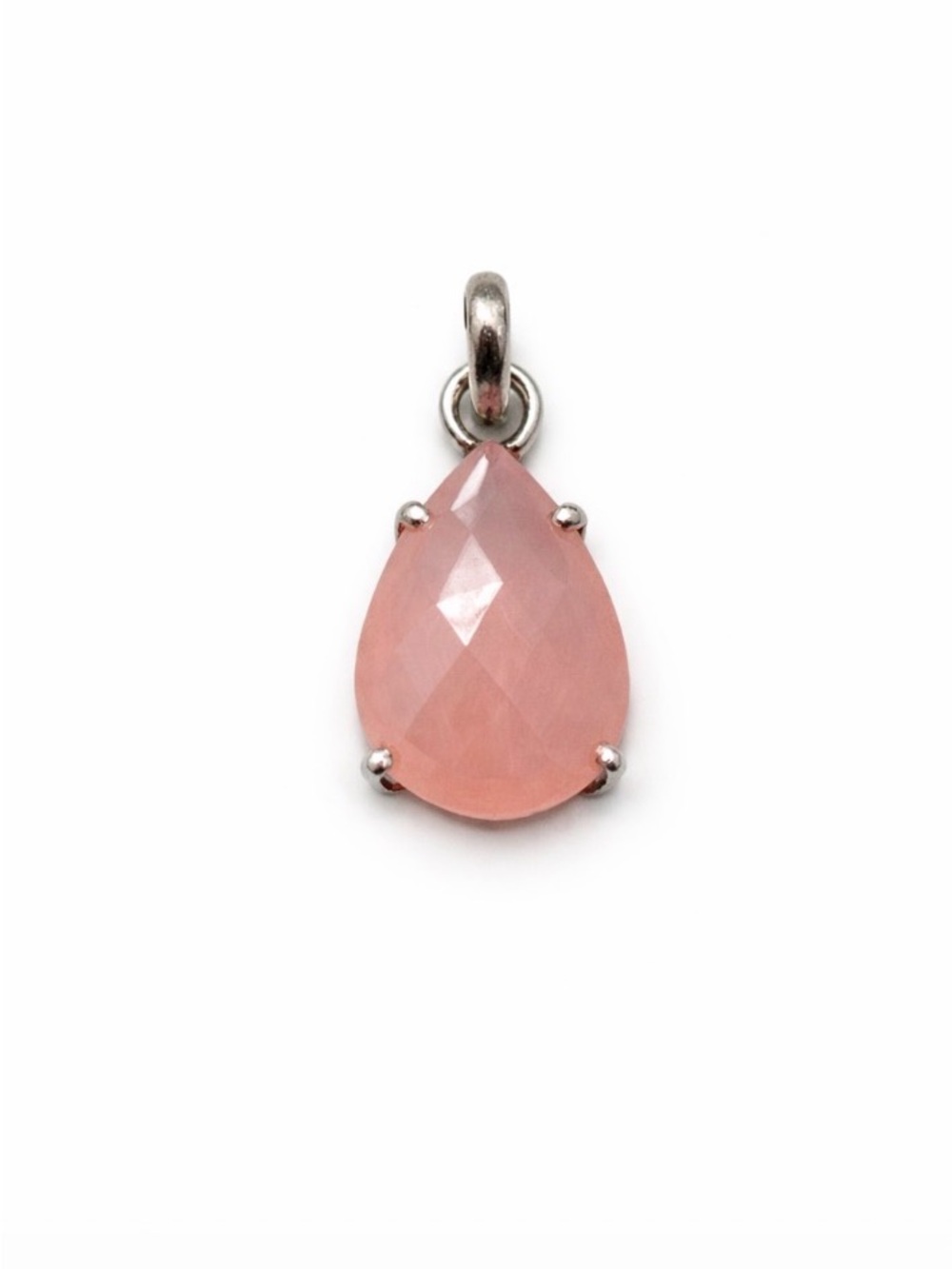 Rose Pink Teardrop Pendant Necklace in Silver Setting